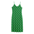 Irish Green Buffalo Plaid Print Jersey Midi Cami Dress