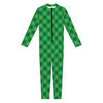 Irish Green Buffalo Plaid Print Jumpsuit