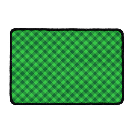Irish Green Buffalo Plaid Print Kitchen Mat