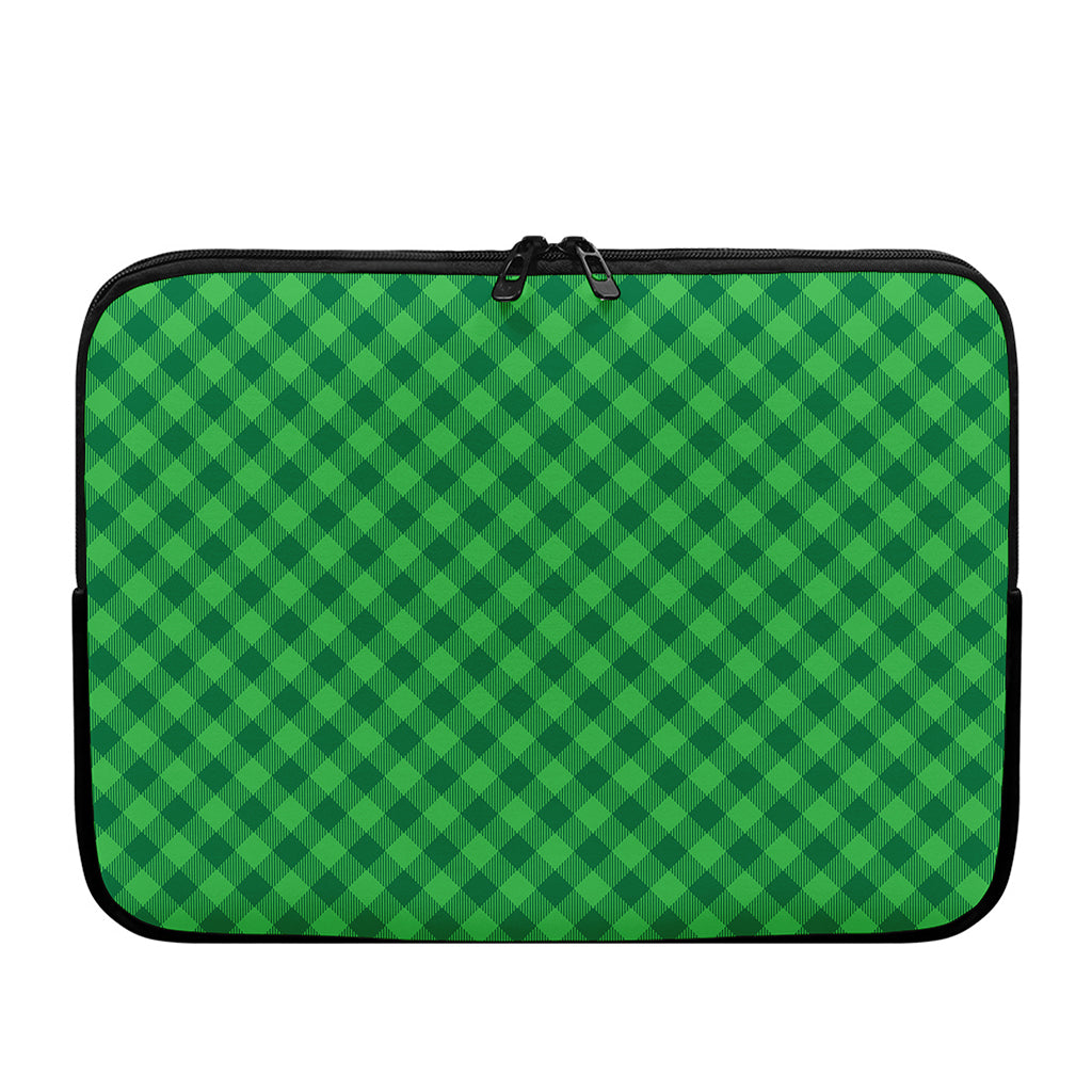 Irish Green Buffalo Plaid Print Laptop Sleeve