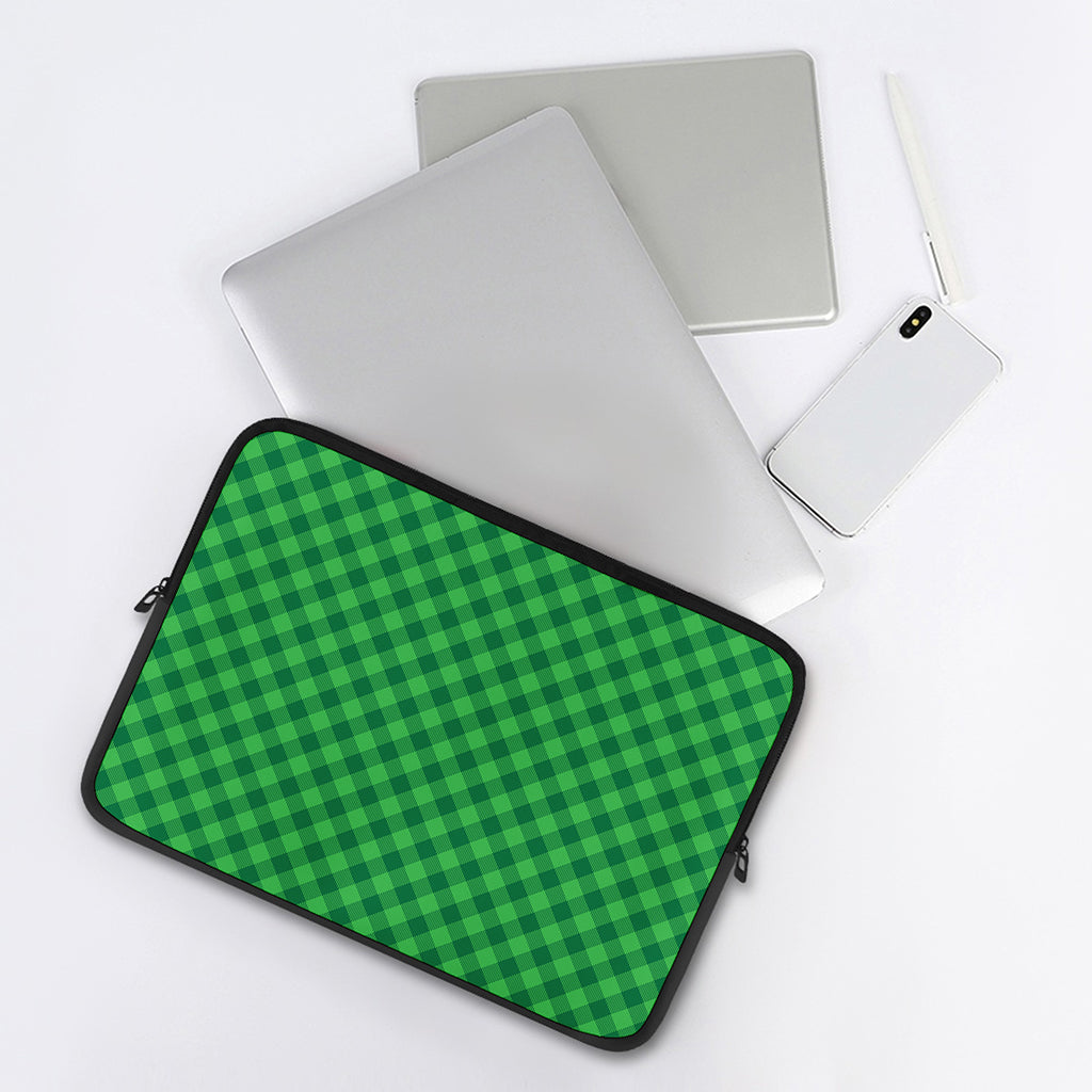 Irish Green Buffalo Plaid Print Laptop Sleeve