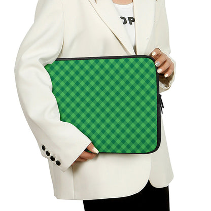 Irish Green Buffalo Plaid Print Laptop Sleeve
