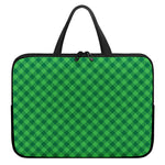 Irish Green Buffalo Plaid Print Laptop Sleeve With Handle
