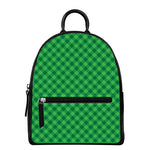 Irish Green Buffalo Plaid Print Leather Backpack