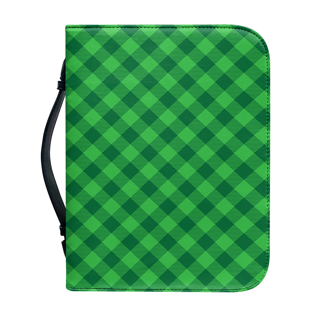 Irish Green Buffalo Plaid Print Leather Bible Cover