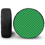 Irish Green Buffalo Plaid Print Leather Spare Tire Cover