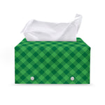 Irish Green Buffalo Plaid Print Leather Tissue Box Cover