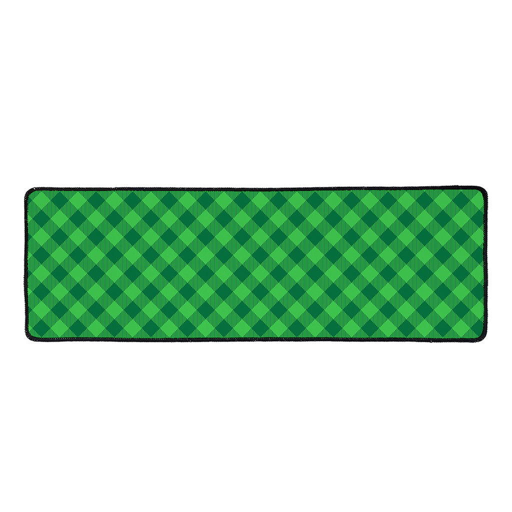 Irish Green Buffalo Plaid Print Long Kitchen Mat