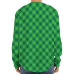 Irish Green Buffalo Plaid Print Long Sleeve Baseball Jersey