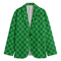 Irish Green Buffalo Plaid Print Men's Blazer