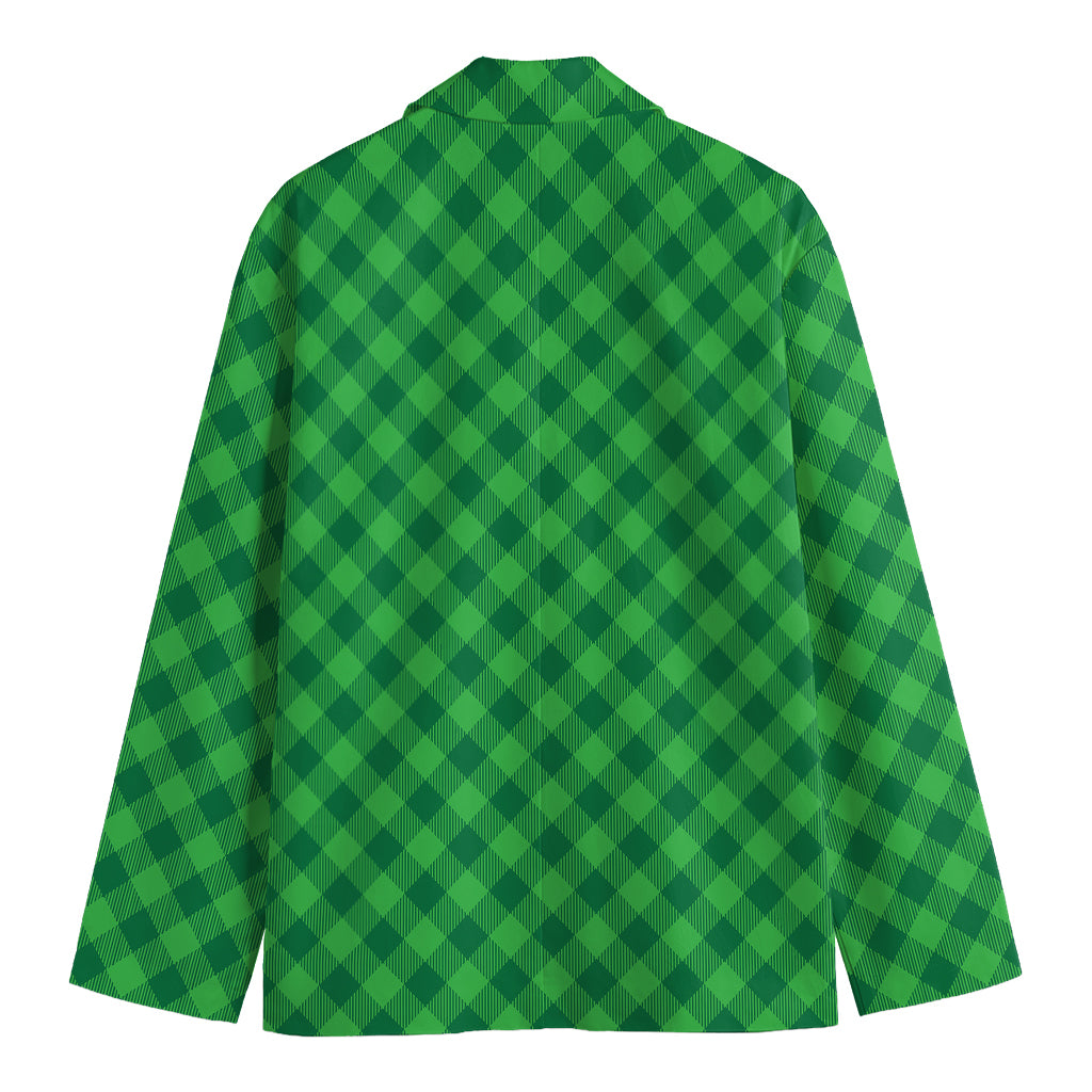 Irish Green Buffalo Plaid Print Men's Blazer