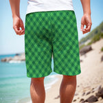 Irish Green Buffalo Plaid Print Men's Cargo Shorts