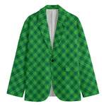 Irish Green Buffalo Plaid Print Men's Cotton Blazer