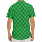 Irish Green Buffalo Plaid Print Men's Deep V-Neck Shirt