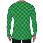 Irish Green Buffalo Plaid Print Men's Long Sleeve T-Shirt