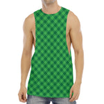 Irish Green Buffalo Plaid Print Men's Muscle Tank Top