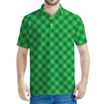 Irish Green Buffalo Plaid Print Men's Polo Shirt