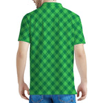 Irish Green Buffalo Plaid Print Men's Polo Shirt