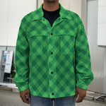 Irish Green Buffalo Plaid Print Men's Shirt Jacket