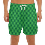 Irish Green Buffalo Plaid Print Men's Split Running Shorts