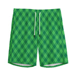 Irish Green Buffalo Plaid Print Men's Sports Shorts