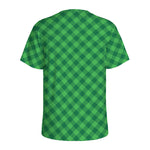 Irish Green Buffalo Plaid Print Men's Sports T-Shirt