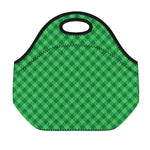 Irish Green Buffalo Plaid Print Neoprene Lunch Bag
