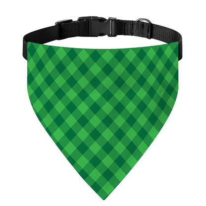 Irish Green Buffalo Plaid Print Over The Collar Dog Bandana