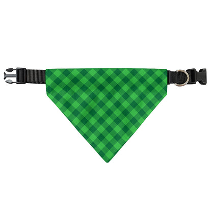 Irish Green Buffalo Plaid Print Over The Collar Dog Bandana