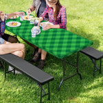 Irish Green Buffalo Plaid Print Picnic Table Cover