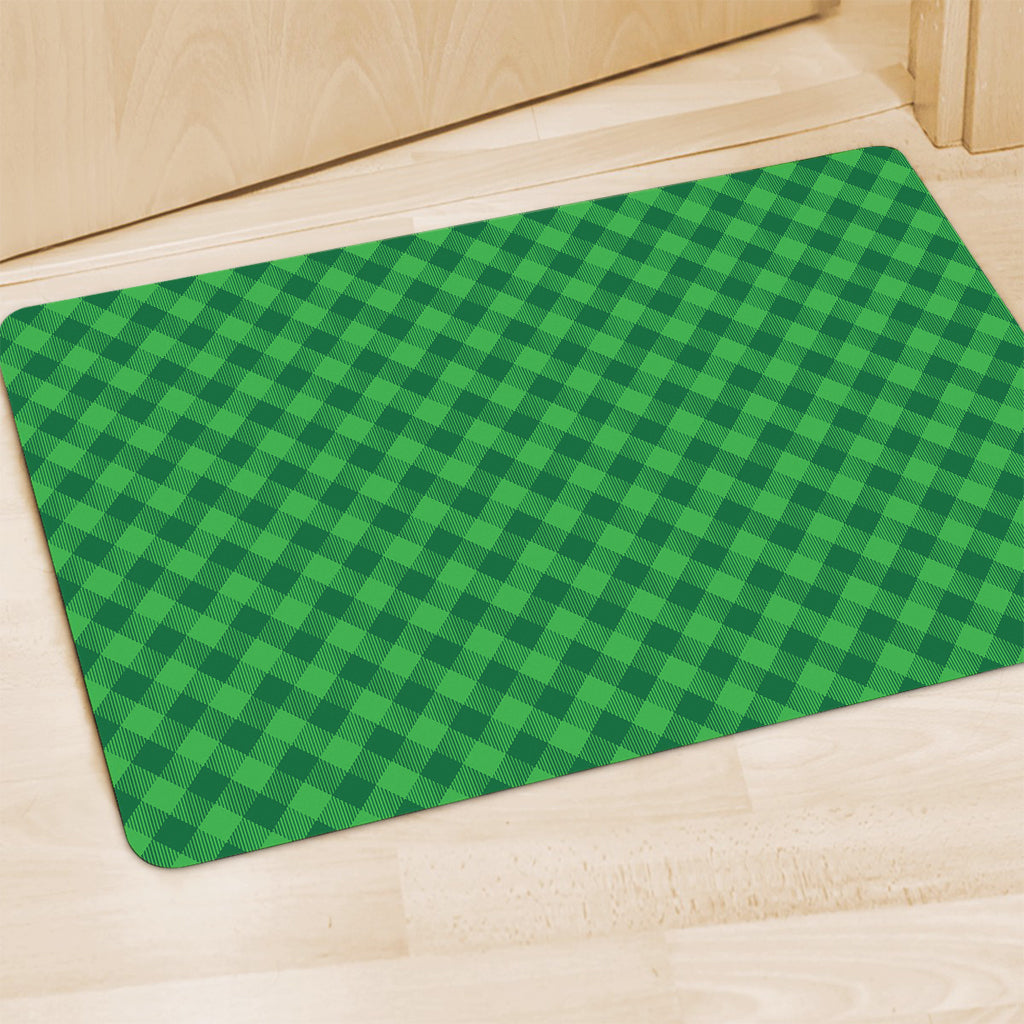 Irish Green Buffalo Plaid Print Polyester Doormat
