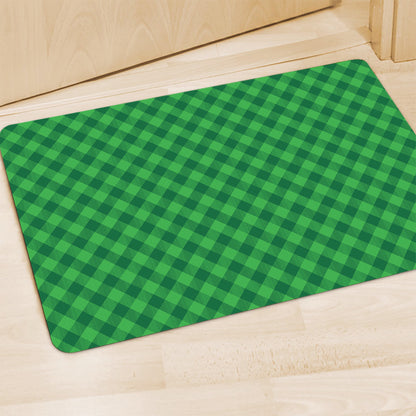 Irish Green Buffalo Plaid Print Polyester Doormat