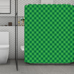 Irish Green Buffalo Plaid Print Polyester Shower Curtain
