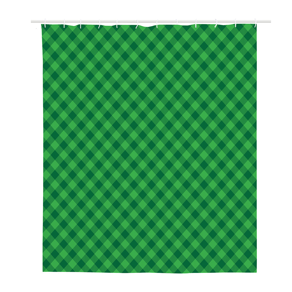 Irish Green Buffalo Plaid Print Polyester Shower Curtain