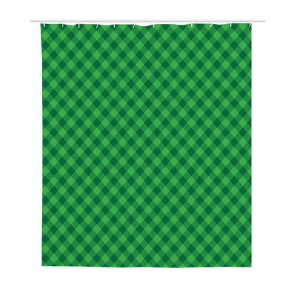 Irish Green Buffalo Plaid Print Polyester Shower Curtain