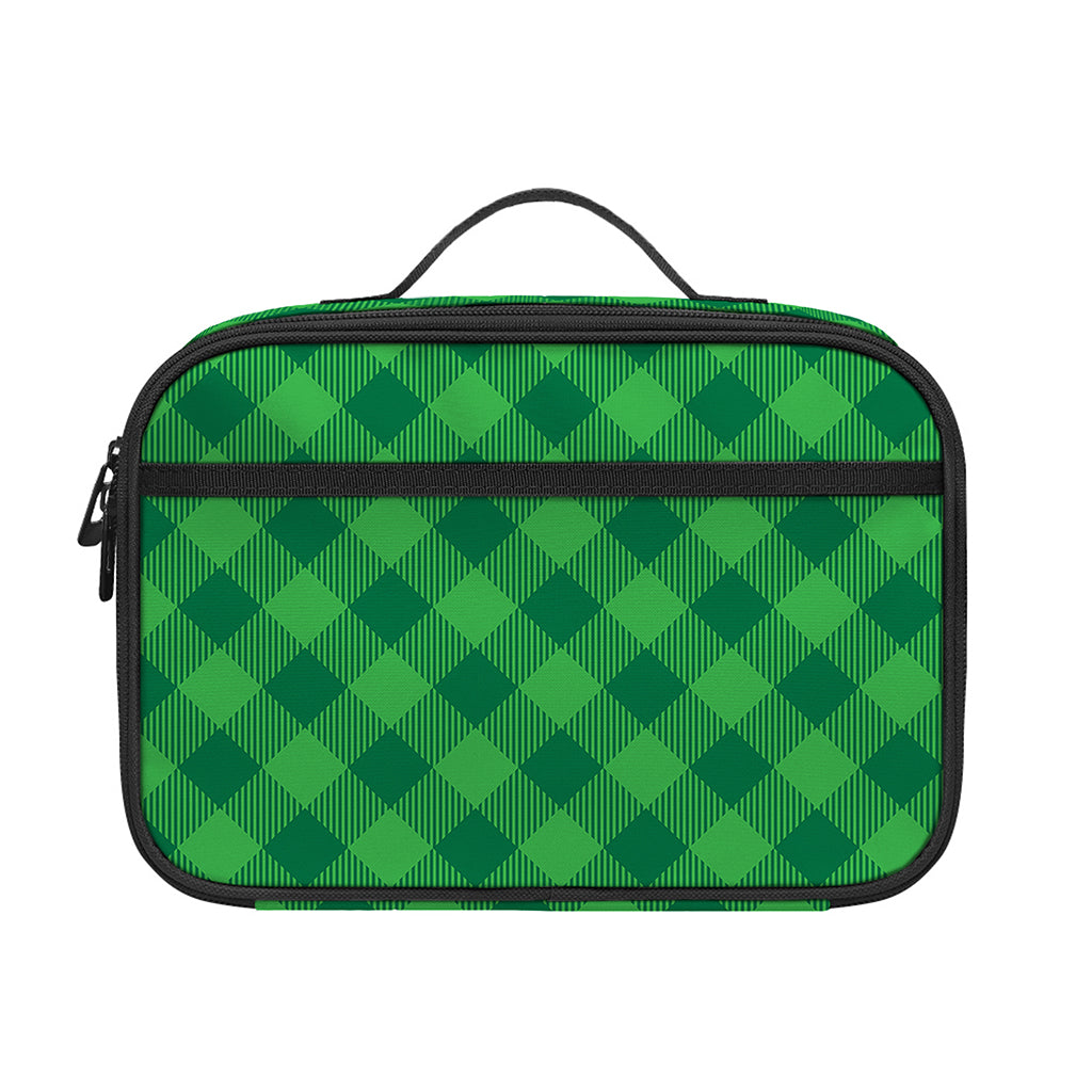 Irish Green Buffalo Plaid Print Portable Lunch Bag