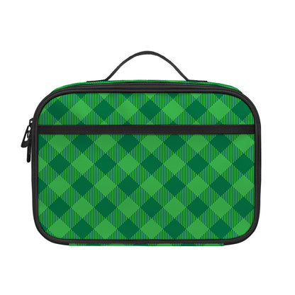 Irish Green Buffalo Plaid Print Portable Lunch Bag