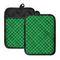 Irish Green Buffalo Plaid Print Pot Holders With Pocket