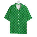 Irish Green Buffalo Plaid Print Rayon Hawaiian Shirt