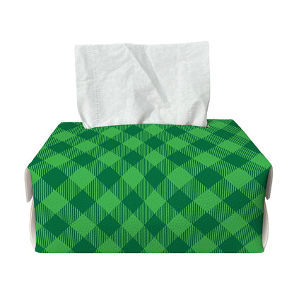 Irish Green Buffalo Plaid Print Rectangle Tissue Box Cover