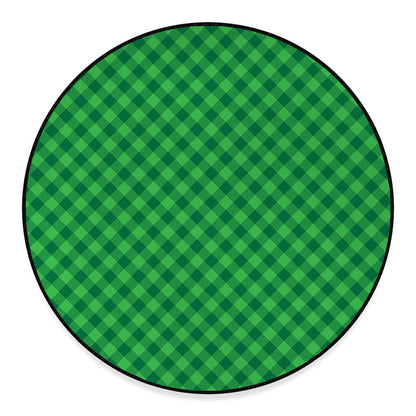 Irish Green Buffalo Plaid Print Round Floor Mat