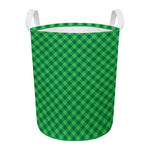 Irish Green Buffalo Plaid Print Round Laundry Basket