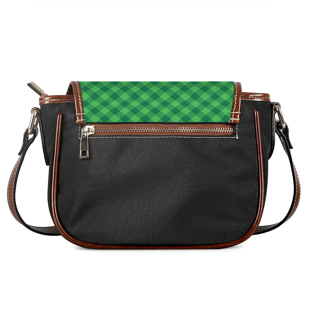 Irish Green Buffalo Plaid Print Saddle Bag
