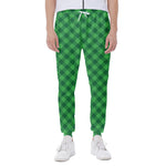 Irish Green Buffalo Plaid Print Scuba Joggers
