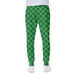 Irish Green Buffalo Plaid Print Scuba Joggers