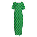 Irish Green Buffalo Plaid Print Short Sleeve Long Nightdress