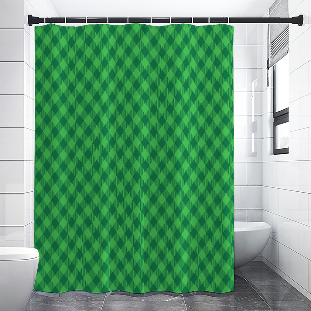 Irish Green Buffalo Plaid Print Shower Curtain