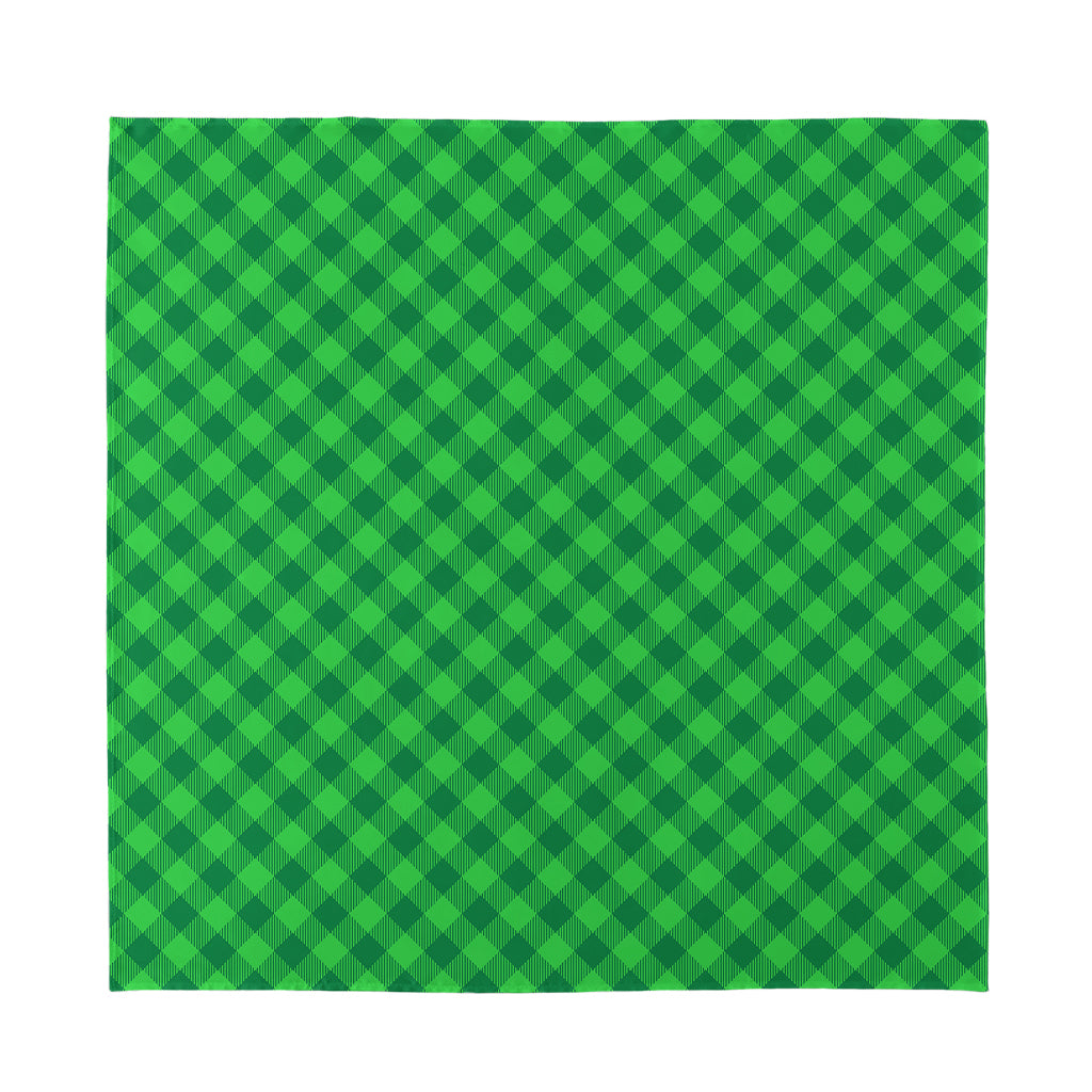 Irish Green Buffalo Plaid Print Silk Bandana