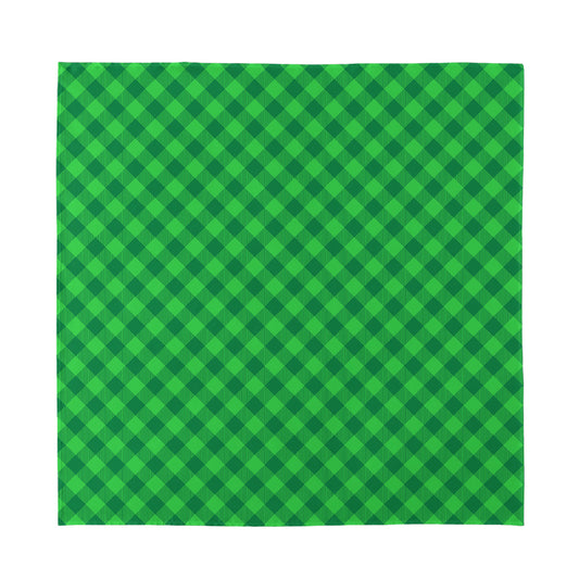 Irish Green Buffalo Plaid Print Silk Bandana
