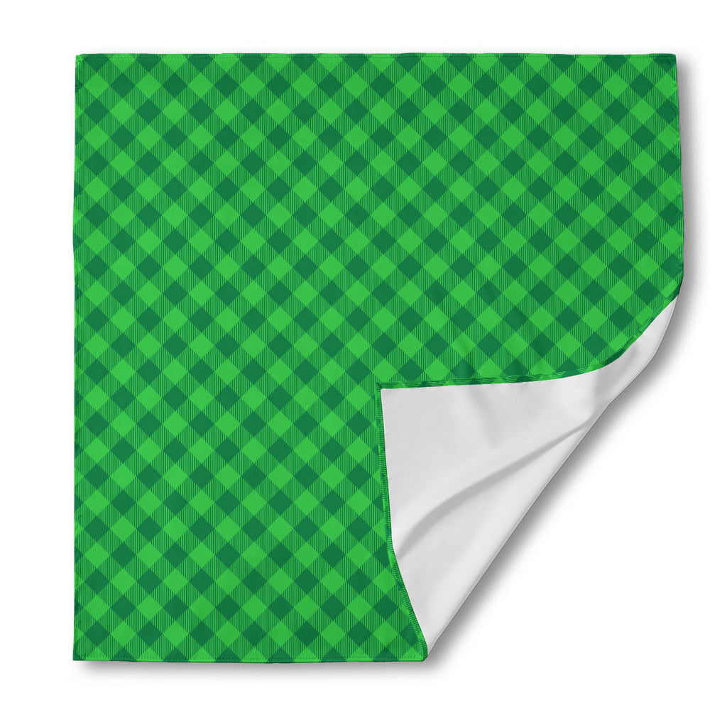 Irish Green Buffalo Plaid Print Silk Bandana